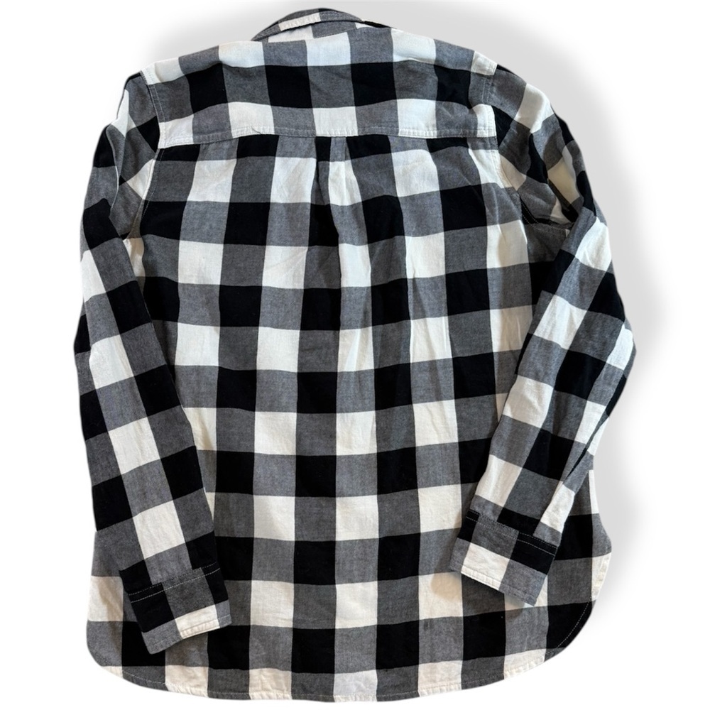 Old Navy Classic Plaid Flannel Button Down Shirt Black White Womens Sz Medium - Picture 5 of 5